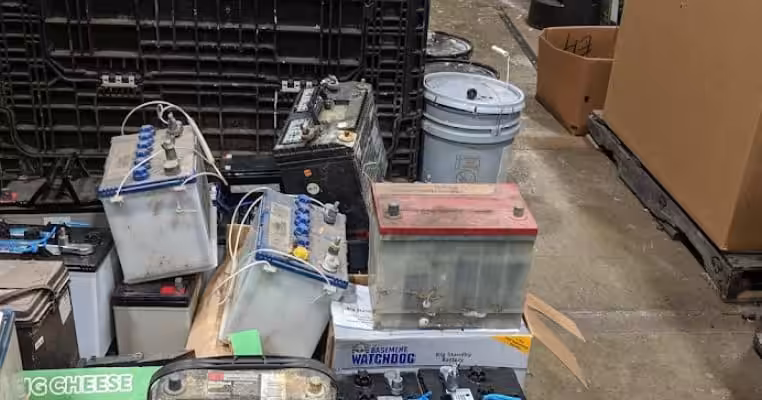 Electrical components and batteries at Northfield Township Road District.