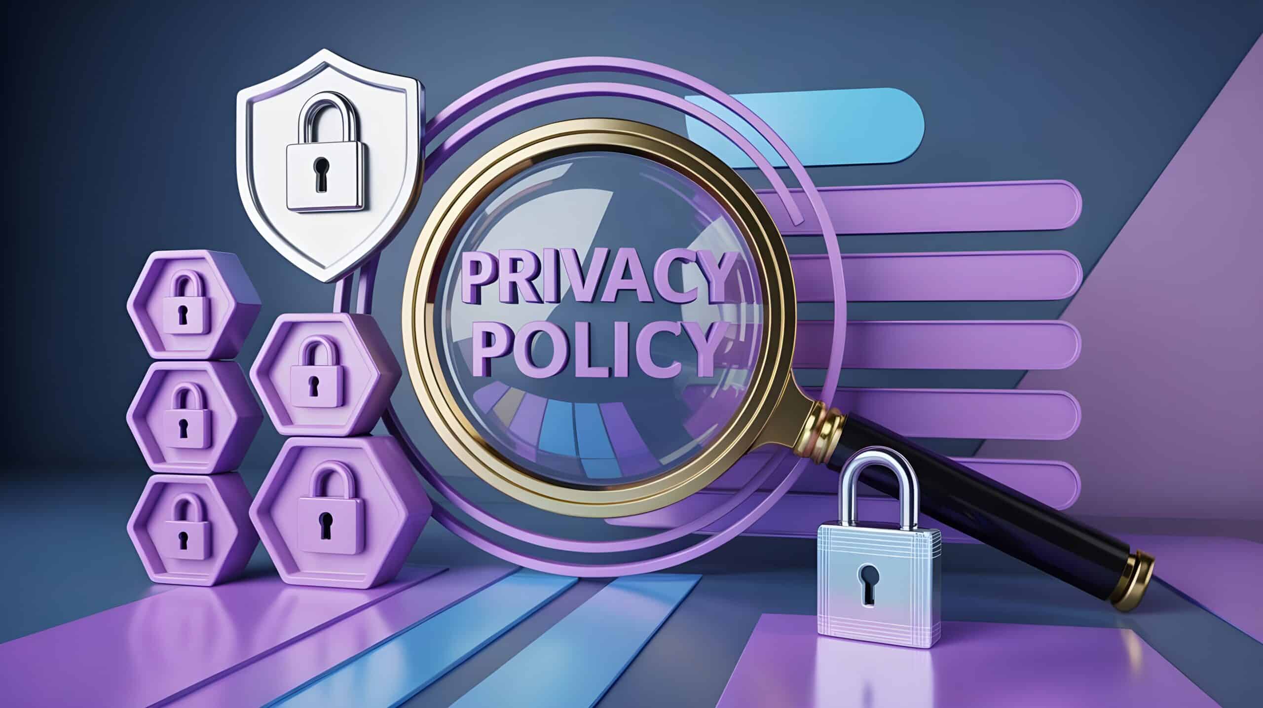 Magnifying glass over privacy policy